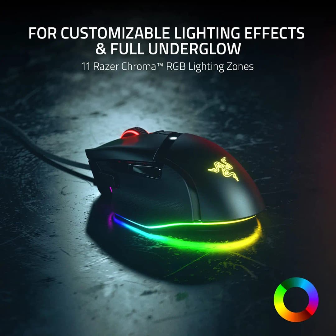 Razer Basilisk V3 Customizable Ergonomic Gaming Mous Chroma RGB Lighting - 26K DPI Optical Sensor - 11 Programmable Buttons - 4