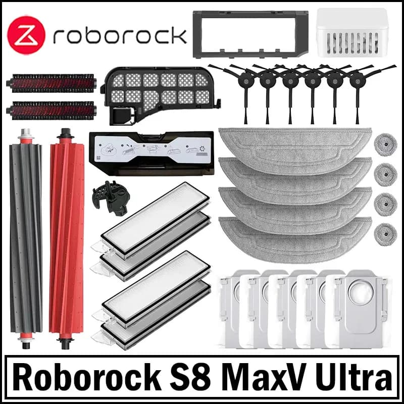 قطع غيار روبوت تنظيف Roborock S8 MaxV Ultra، فرش جانبية رئيسية، أقمشة ممسحة، فلاتر HEPA، أكياس غبار، إكسسوارات