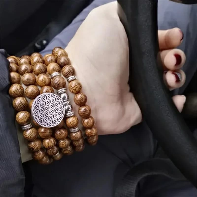 Top 108 Mala Buddhist Prayer Beads Natural Eaglewood Beads Bracelets Yoga Jewelry Wood Rosary Bracelet Life Tree Hanging Tag ﻿ - 4