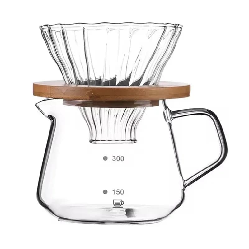 قطعة واحدة مجموعة صانع قهوة سكب 300مل/600مل إبريق زجاجي مع فلتر قهوة زجاجي مجموعة صانع قهوة بالتنقيط للمنزل والمقهى