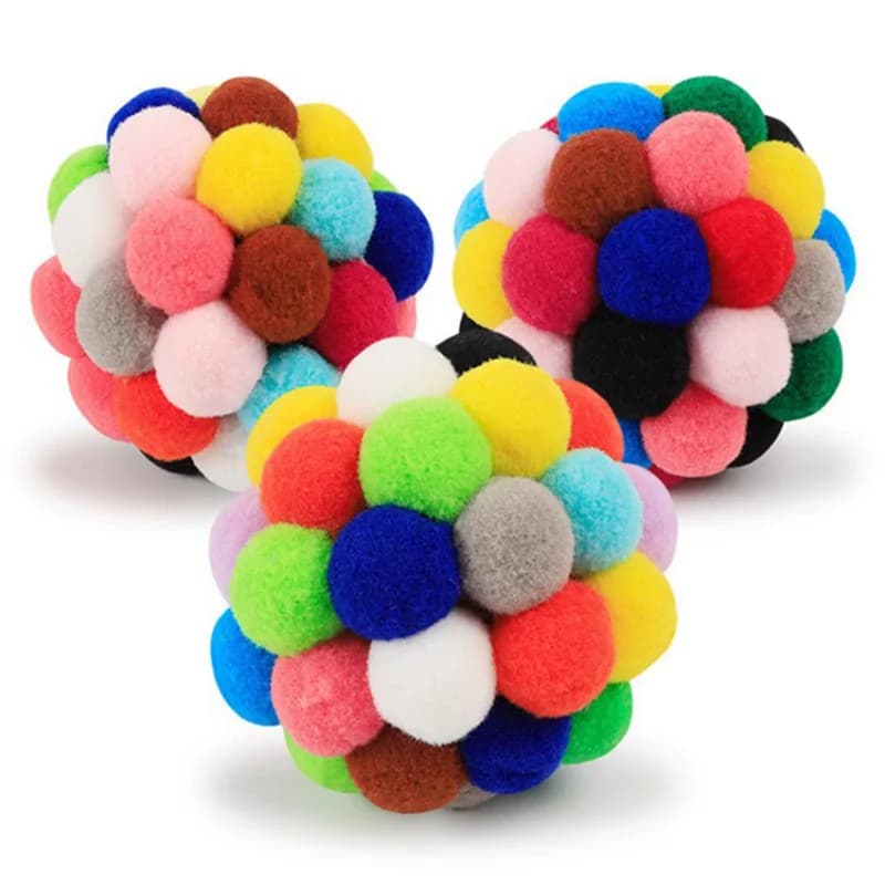 Cat Toys Cat Plush Ball Toy Pet Elastic Bell Ball Self Hi Ball Playing Cat Colorful  Woolen ball - 4