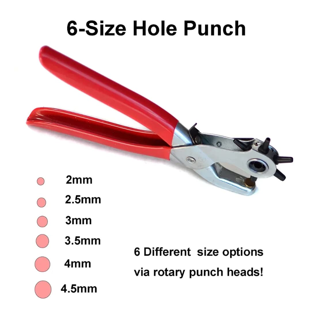 6-Size Rotary Leather Punch - Heavy Duty Belt Hole Puncher Tool w for DIY Crafting & Leatherworking Kits - 6