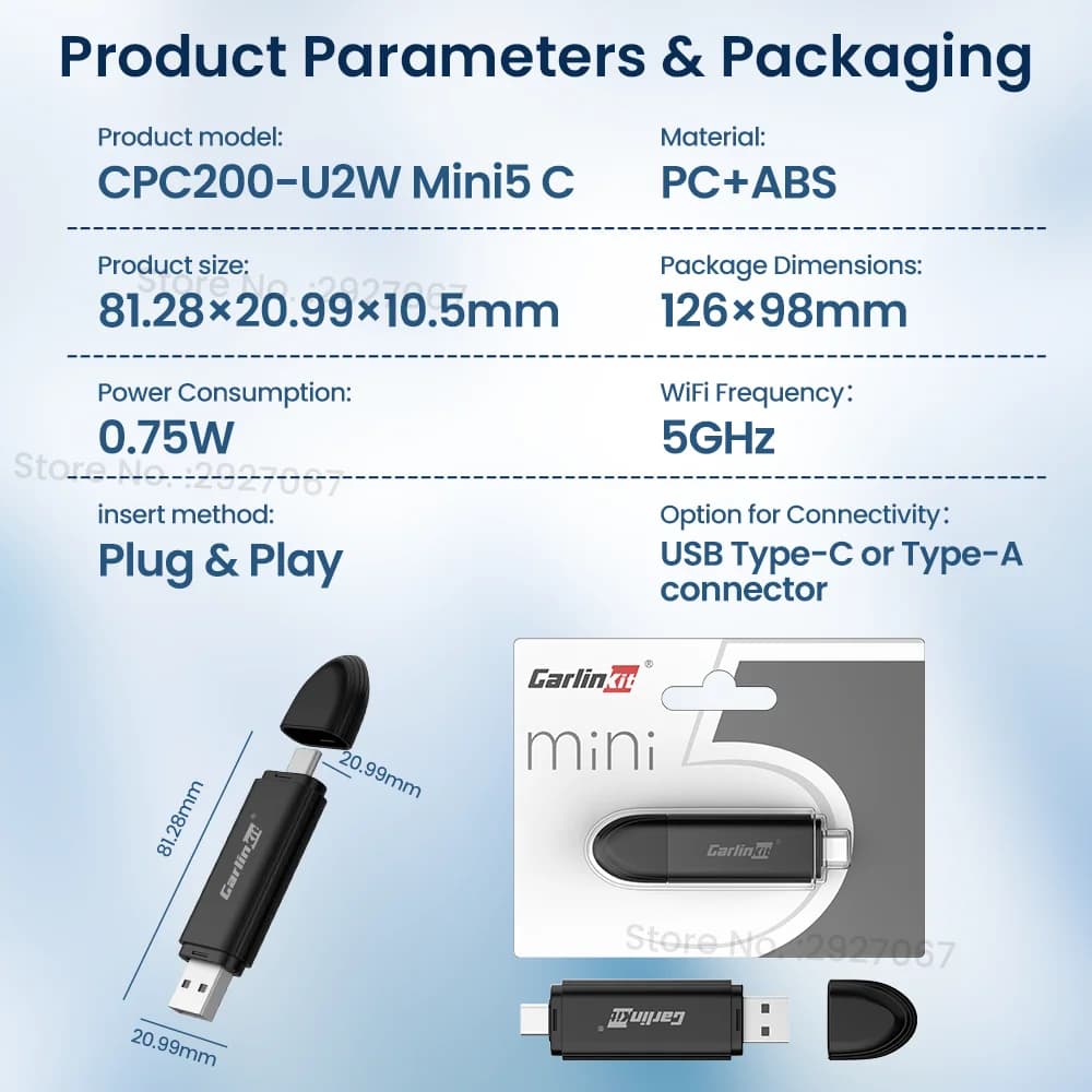 CarlinKit MINI 5.0 Pro Wireless CarPlay Adapter Plug & Play Smart CarPlay Box USB Dongle for OEM Car WiFi Bluetooth Auto Connect - 6