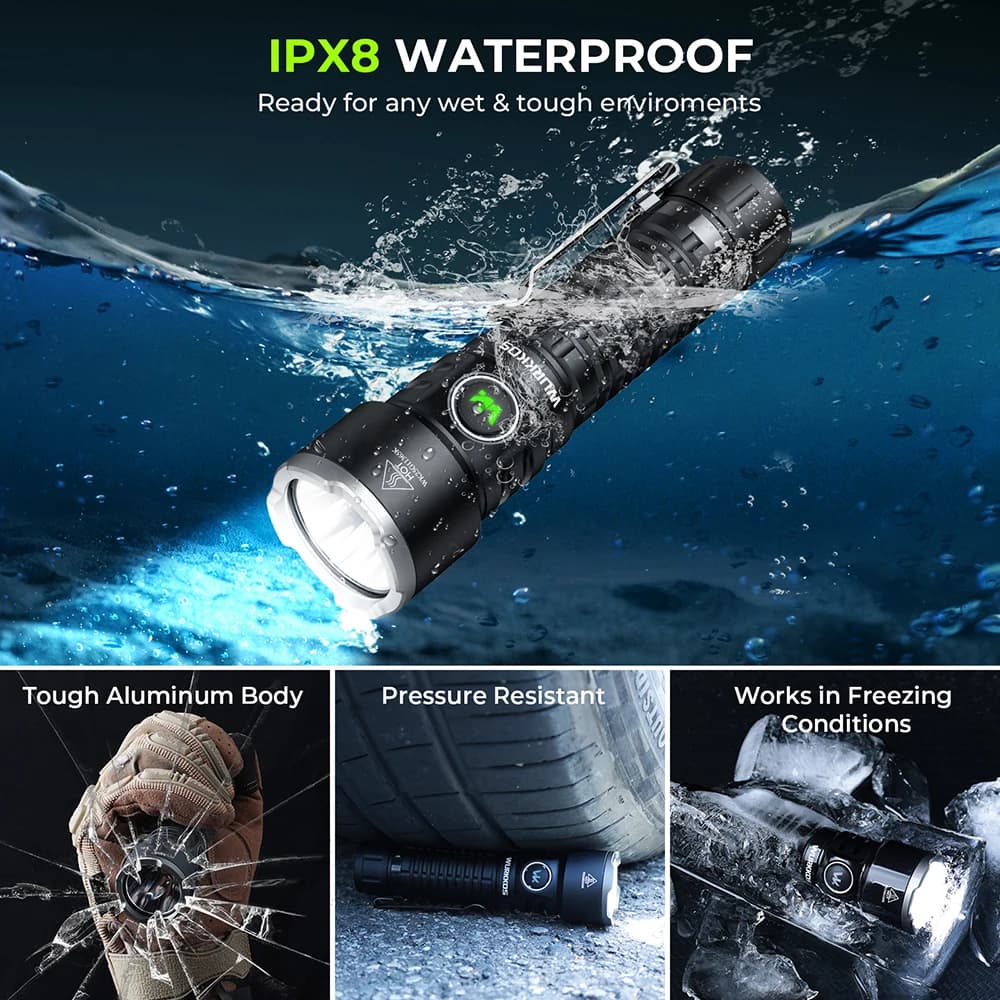 Wurkkos TS28 EDC Flashlight 3200 lm Rechargeable 21700 Battery 506m Beam Distance Magnetic Tail Cap Self-Defense Flashlight - 2