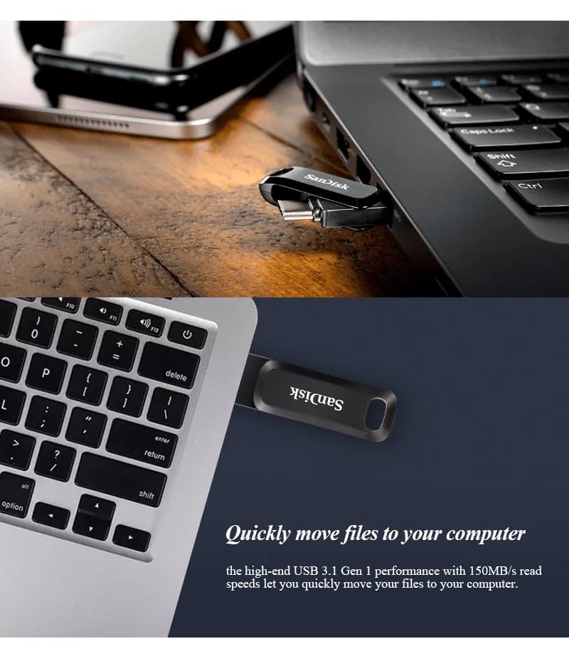 SanDisk Ultra Dual Pen Drive USB 3.2 Type-C Flash Drive 64GB 128GB 256GB 512GB 1TB Memory U Disk for Smartphone Tablet Pendrive