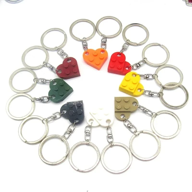 Detachable couple heart-shaped assembled building block heart-shaped keychain - 5