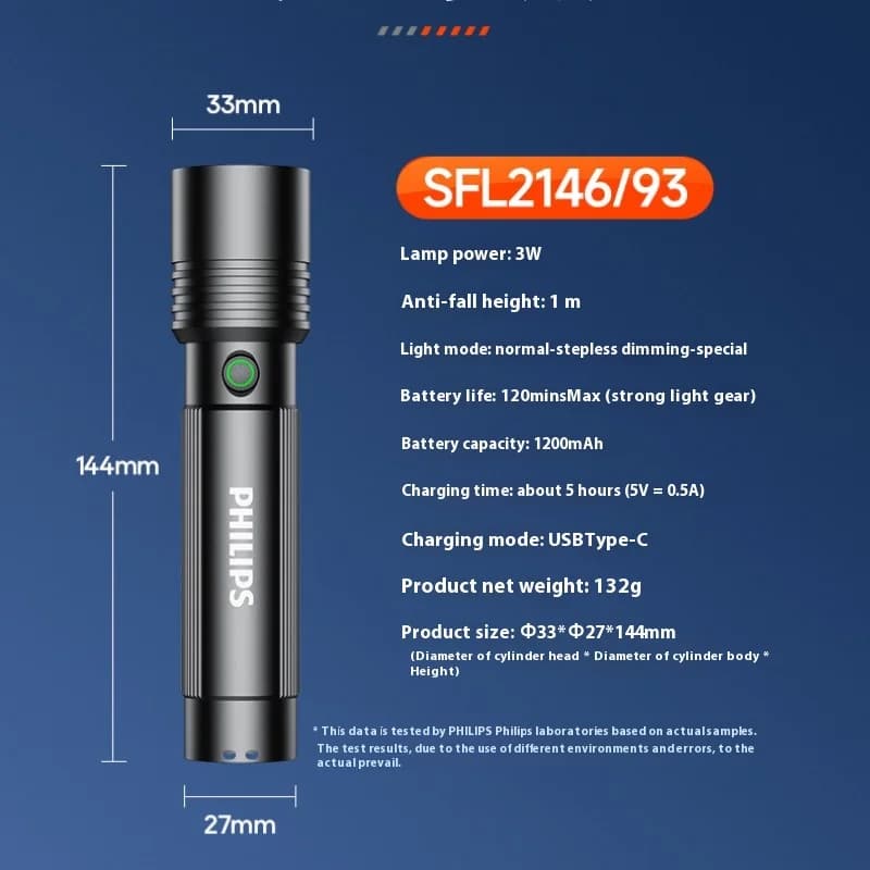 Philips SFL2146 High Power LED Flashlight with 4 Lighting Mode Portable Rechargeable led Lamp for Outdoor Camping Lights - 4