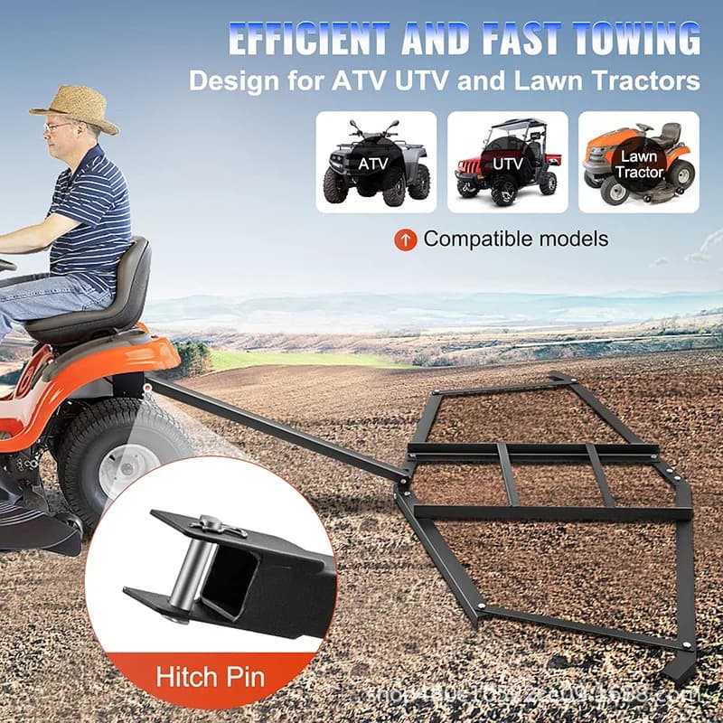Trailer leveling rake VEVOR driveway tractor rake heavy duty steel ATV UTV garden lawn level rake - 5