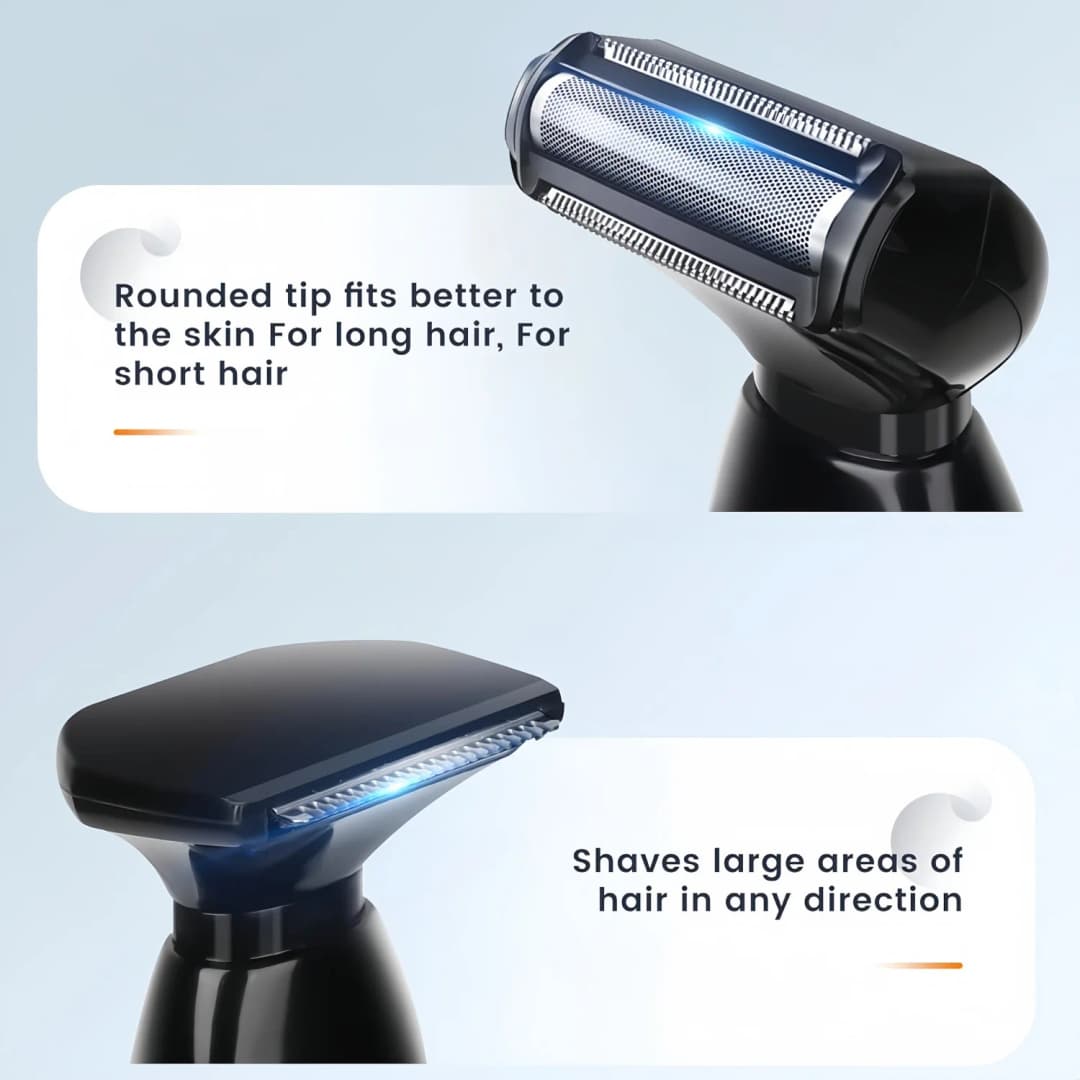 Electric Back Shaver 2 In 1 Facial Hair Trimmer Razor Rechargeable Foldable Handle Back Hair Removal Men Body Groomer - 2