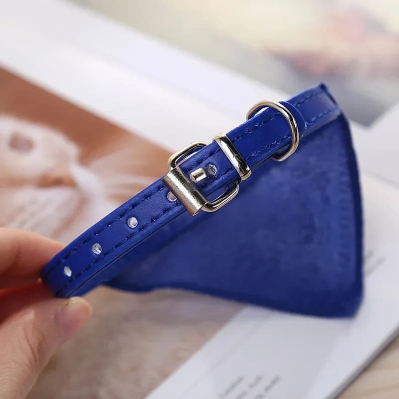 طوق للكلاب والقطط من الجلد الصناعي مع وشاح، قابل للتعديل، للكلاب الصغيرة والمتوسطة، إكسسوارات للحيوانات الأليفة - 4