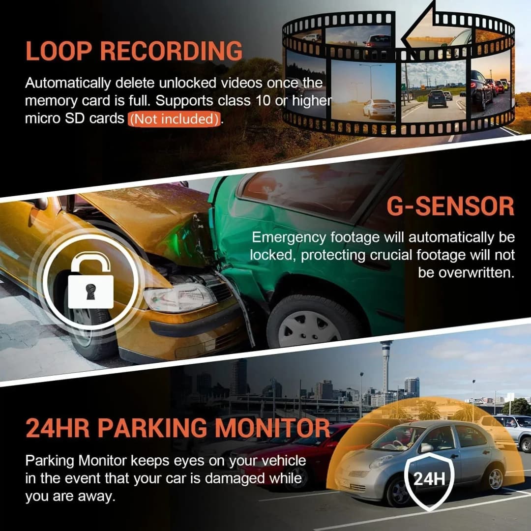 1080P WIFI Dual camera Dash Cam for cars,Front And Inside,car camera with IR Night Vision,Loop Recording,wide angle Car DVR Came - 6