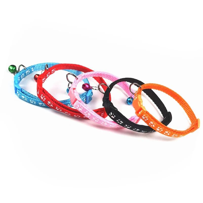 Pet cat bell collar dog print cat collar multiple colors optional necklace ring cat rope collar pet supplies - 4