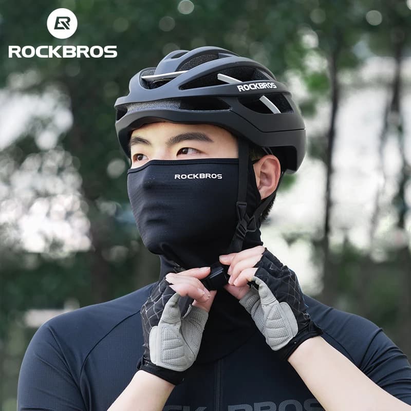 ROCKBROS Summer Ice Silk Cycling Face Mask Breathable Anti-UV  Bike Face Neck Cover Bandana MTB Road Sports Hanging Ear Scarf - 5