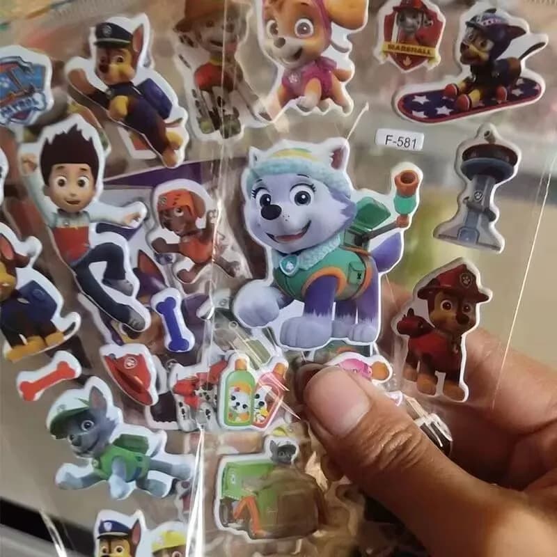 12Sheets Paw Patrol Bubble Stickers Cute Cartoon Patrol Anime Figure Ryder Marshall Skye 3D Sticker Kids Birthday Party Supplies - 6
