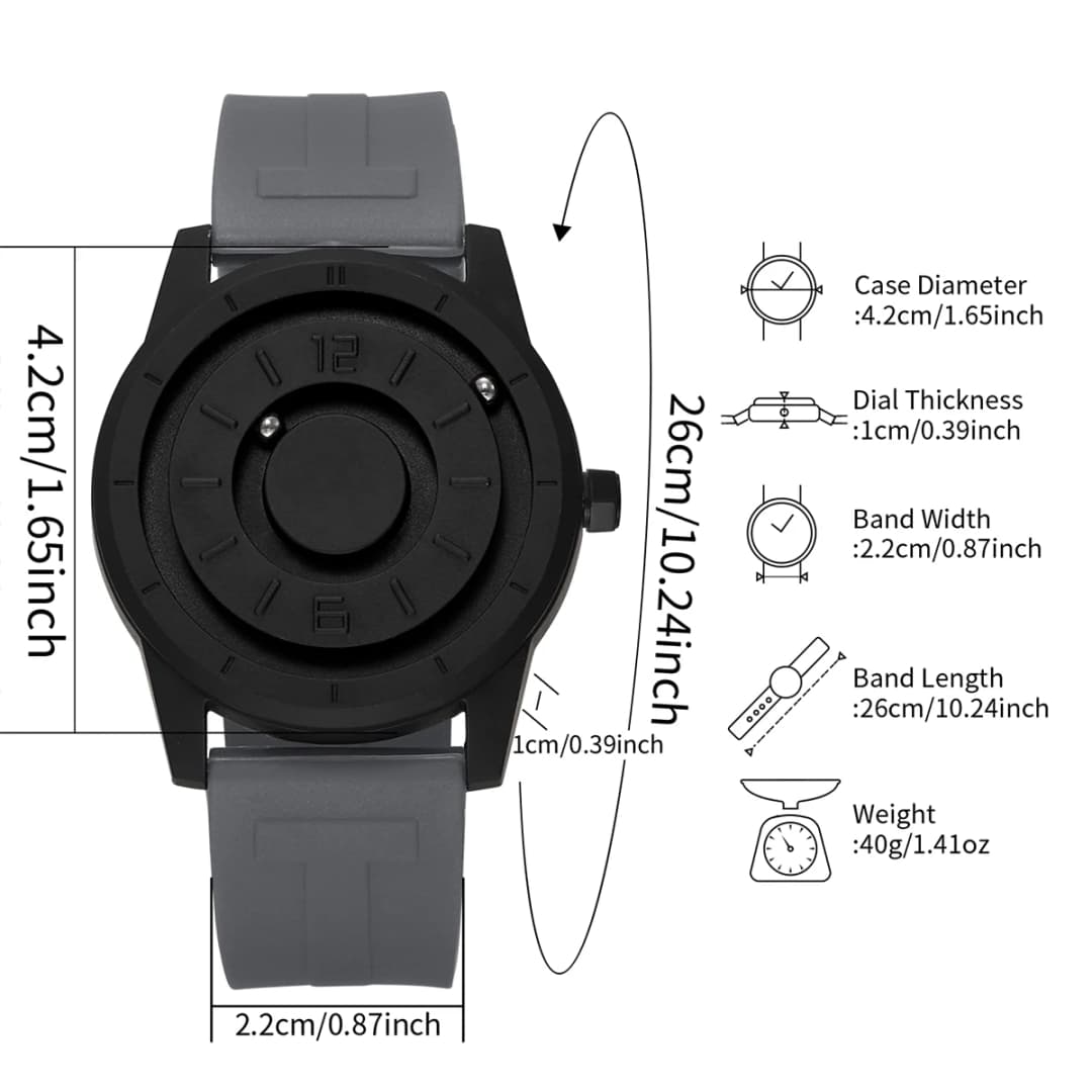 ساعة يد كوارتز للرجال بتعليق مغناطيسي، حزام سيليكون، ريلوج هومبر (بدون علبة) - 6