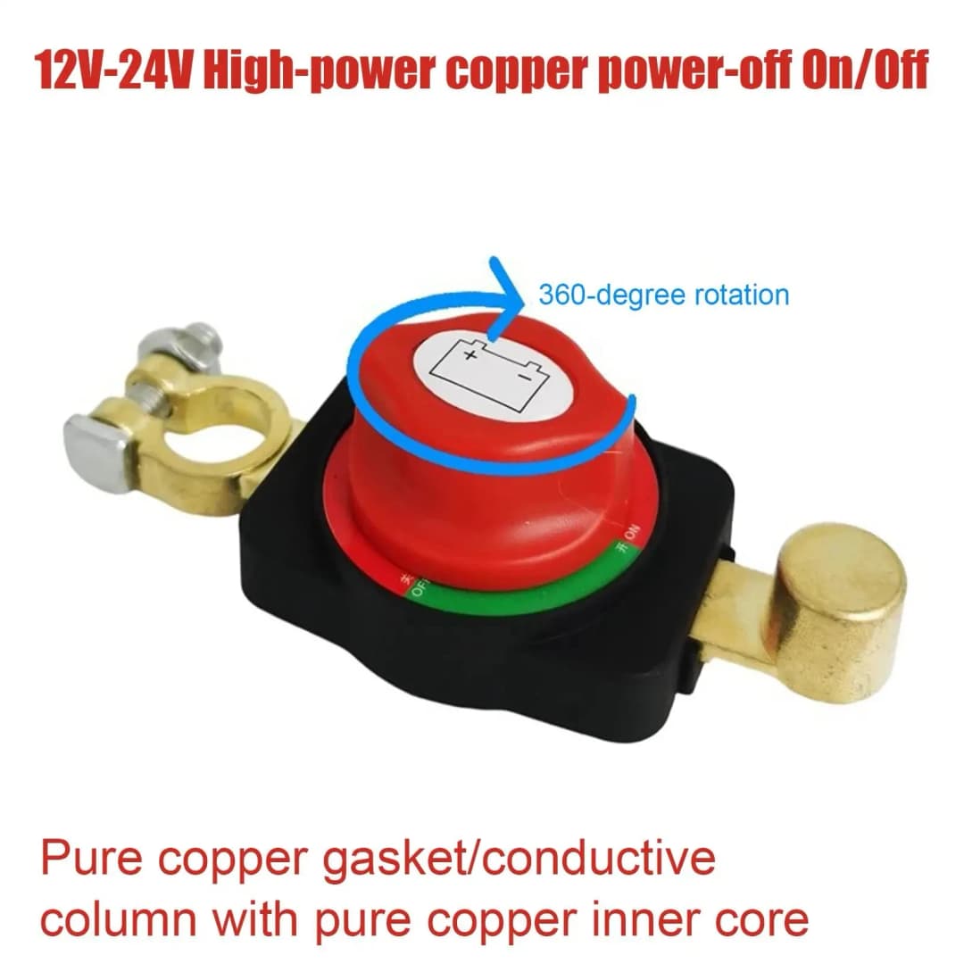 Car Battery Disconnect Switch Manual Circuit Breaker Anti-Power Off Leakage Protector Universal Auto Parts 12V-24V Systems - 3