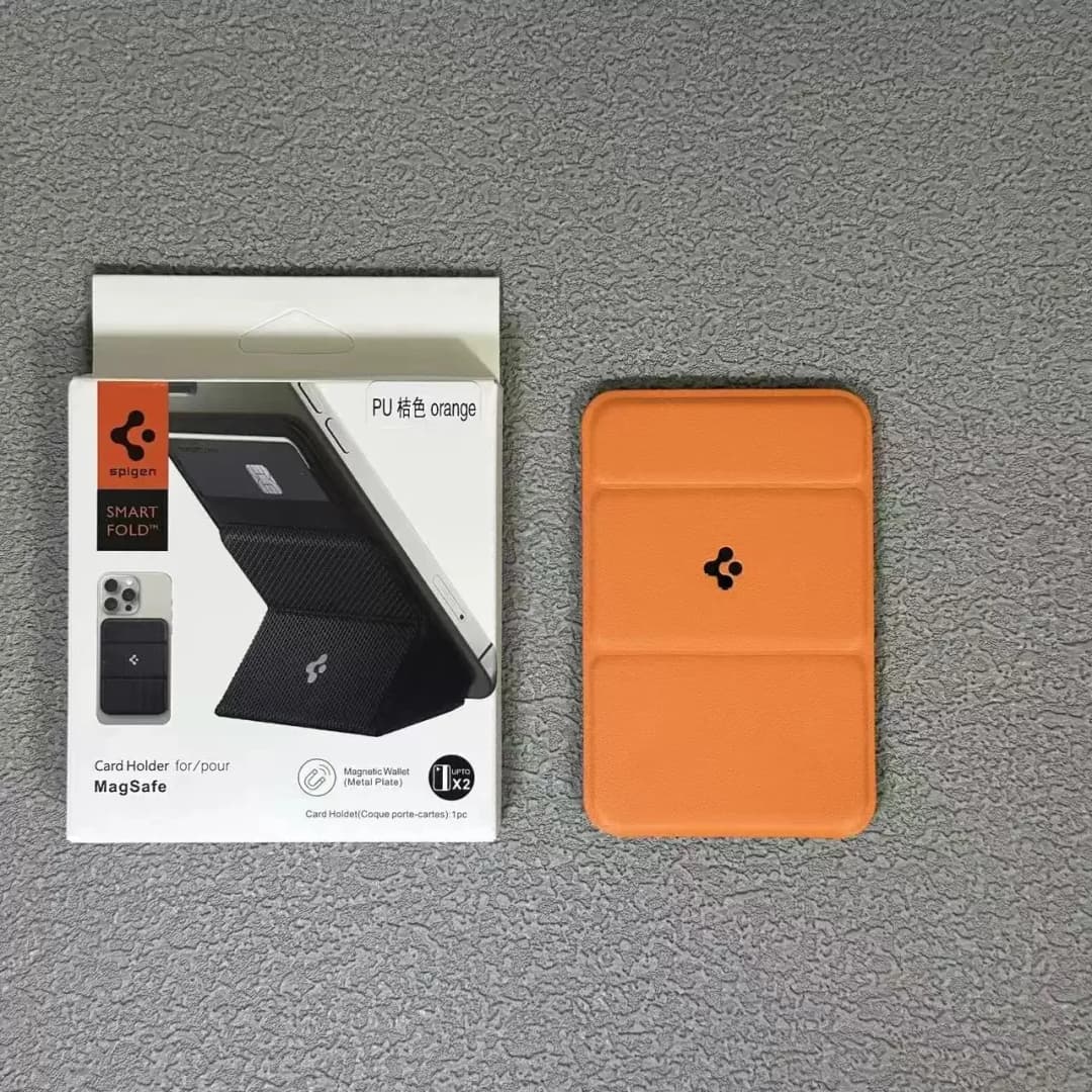 Original Spigen Leather Fold Magnetic Matte Wallet Card Holder For Magsafe Card Bracket For iPhone 17 16 15 14 13 Pro Max Air - 3