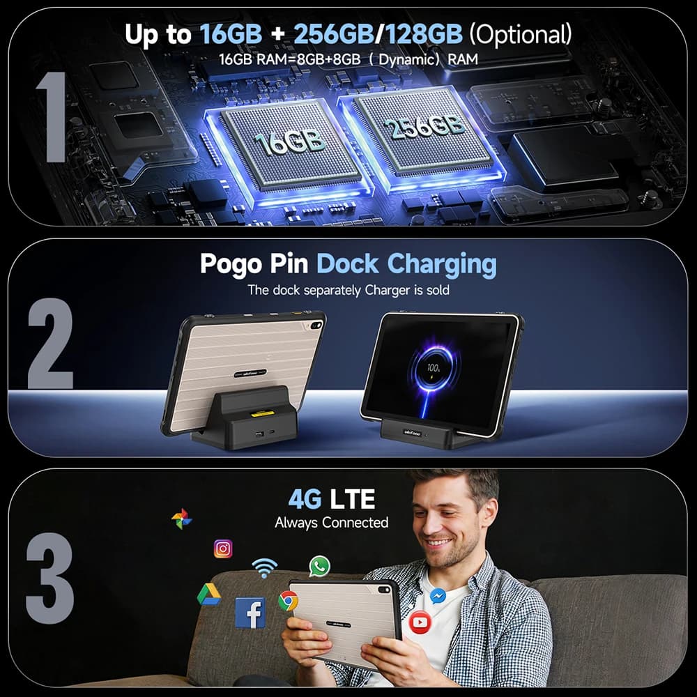 [Built-in eSIM] Ulefone RugKing Pad 2 Pro Rugged Tablet 10200mAh 10.1"Up to 16GB RAM,256GB ROM Android 16 48MP 10.1"  4G Global - 3