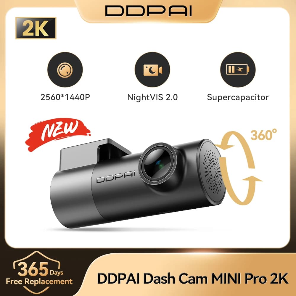 DDPAI MINI Pro 2K داش كام واي فاي جهاز تسجيل فيديو رقمي للسيارات للرؤية الليلية الذكية التحكم الصوتي دعم 24H شاشة ركن السيارة سيارة داش كاميرا مسجل
