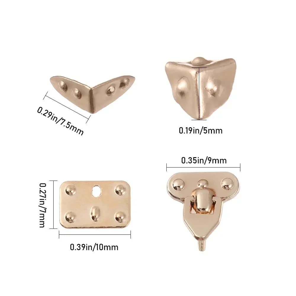 4 قطع حرف يدوية معدنية صغيرة DIY أجزاء دمية BJD حقيبة صندوق حافظة ركن حامي الأمتعة صندوق أقفال الصناديق ملحقات - 6