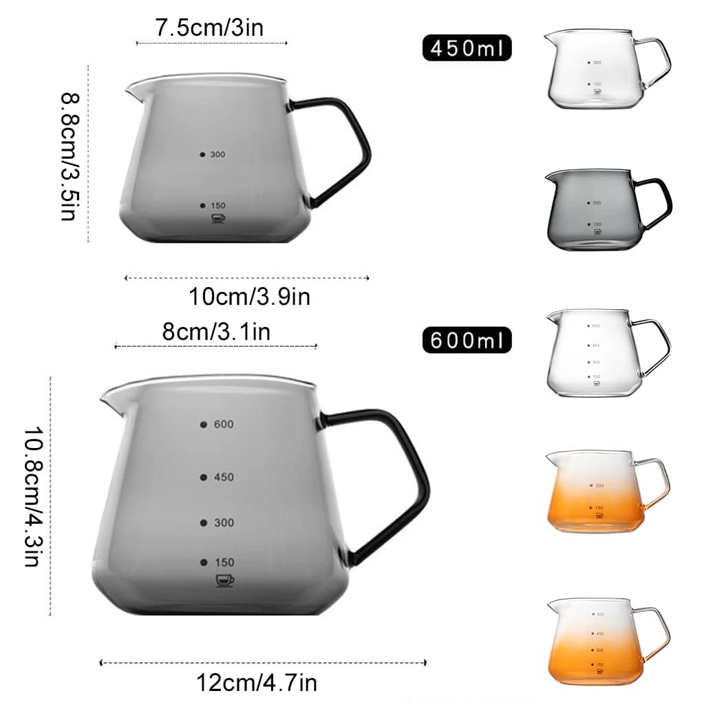 Small Glass Coffee Server 450ml/600ml Iced Tea Water Pour Over Brew Maker Drip Household Office Picnic Pot Kitchen Drinkware - 6