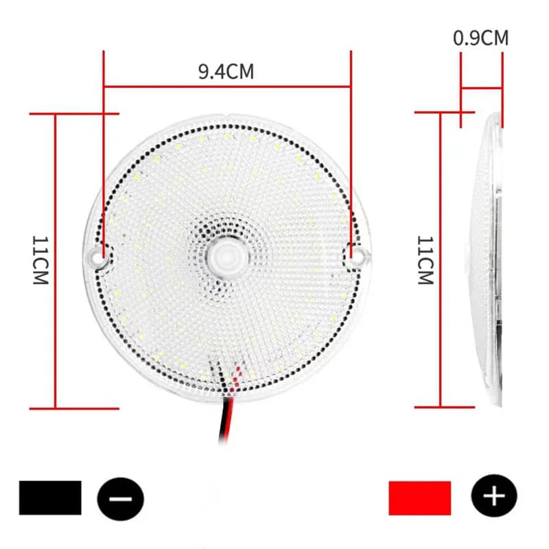 إضاءة قبة دائرية 60LEDs، إضاءة داخلية مشرقة، مصباح قراءة متين مع مفتاح كبير، للسيارات ومقطورات السفر والقوارب والشاحنات - 4