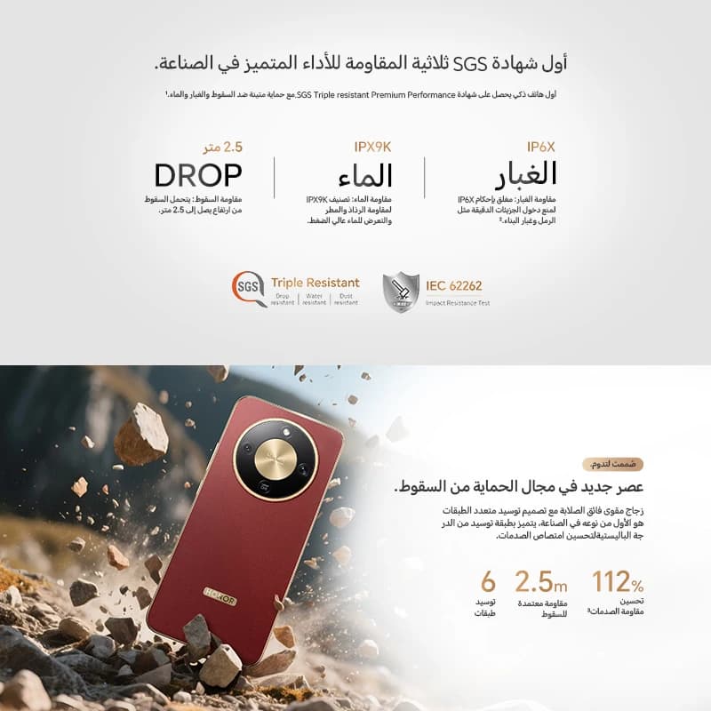 إصدار عالمي هونر X9d 5G شاشة 6.79 بوصة AMOLED معالج سناب دراجون 6 الجيل الرابع كاميرا 108 ميجابكسل مدعومة بالذكاء الاصطناعي بطارية 8300 مللي أمبير شحن فائق السرعة 66 واط - 4