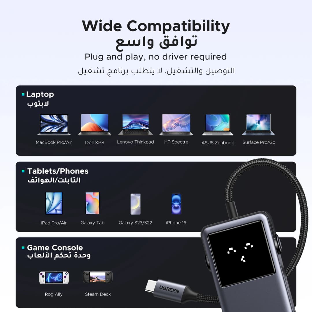 UGREEN Uno USB C HUB 6-in-1 4K60Hz PD100W 10Gbps USB3.2 Splitter Adapter for Laptop Macbook Pro Air USB Expander Docking Station - 6