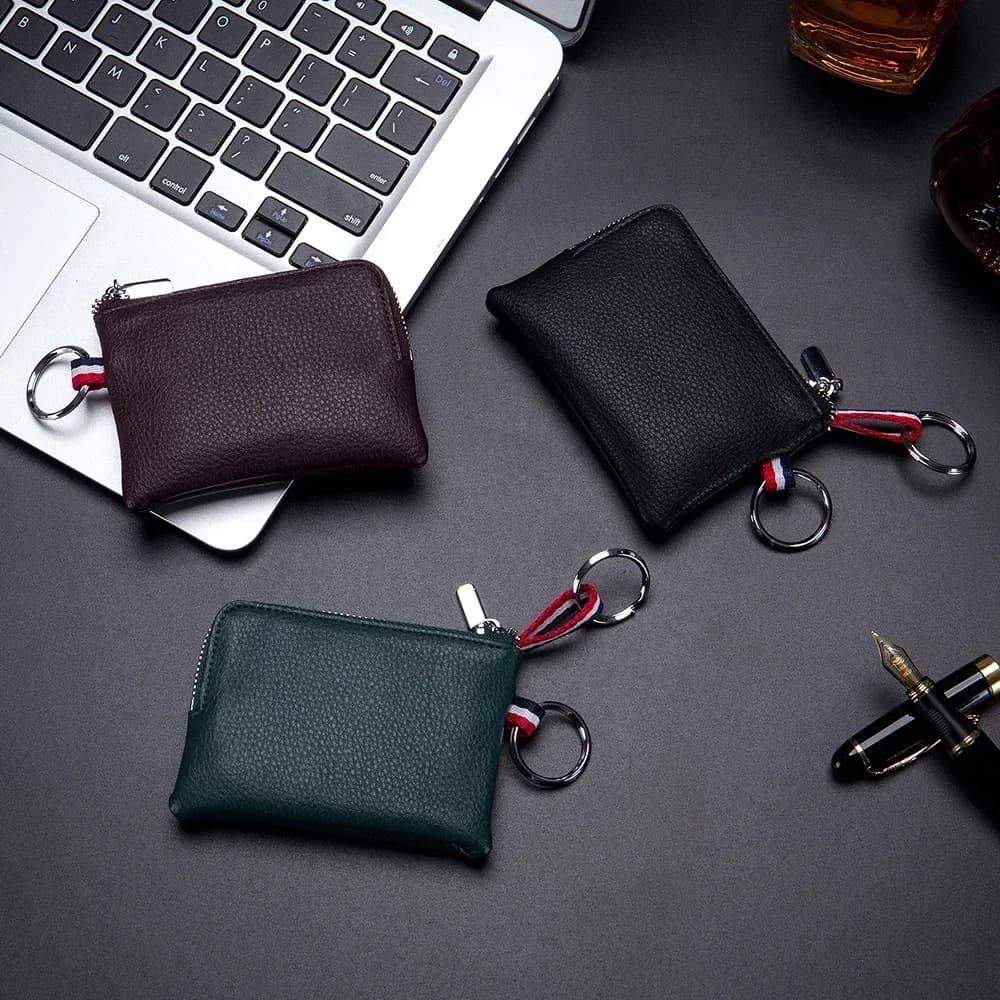 Genuine Leather Coin Purse Mini Ultra-thin Small Zipper Cute Wallet Soft Cowhide Leather Driver's License Key Bag Card Holder - 6