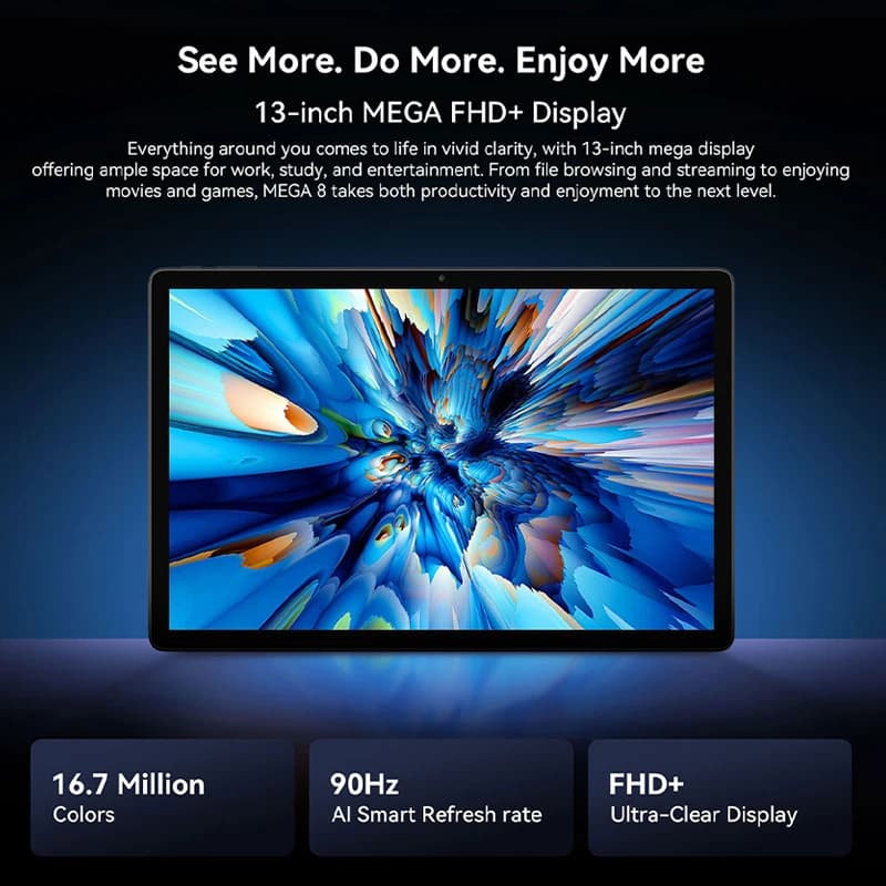 【World premiere】Blackview MEGA 8 Tablet 13 inch FHD+ 90Hz Display 11000mAh  AI Android 15 50Mp Camera 4 BOX Speakers 4G Pad PC - 5