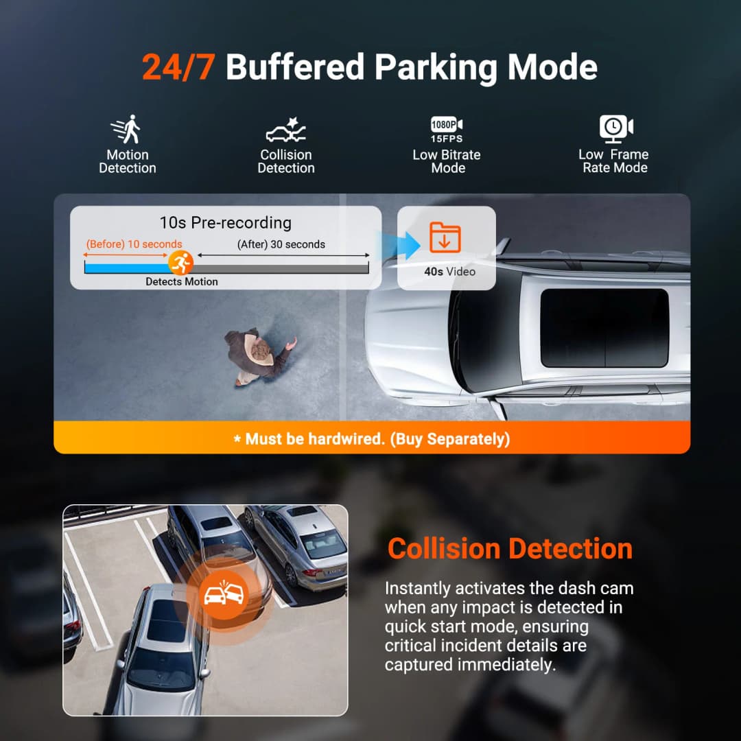 Vantrue N4S كاميرا سيارة بثلاث قنوات واي فاي STARVIS 2 بدقة 2.7K + 1440P + 1440P، كاميرا خلفية مقاومة للماء مع HDR وIR للرؤية الليلية، GPS، وضع التعبئة 24 ساعة - 6