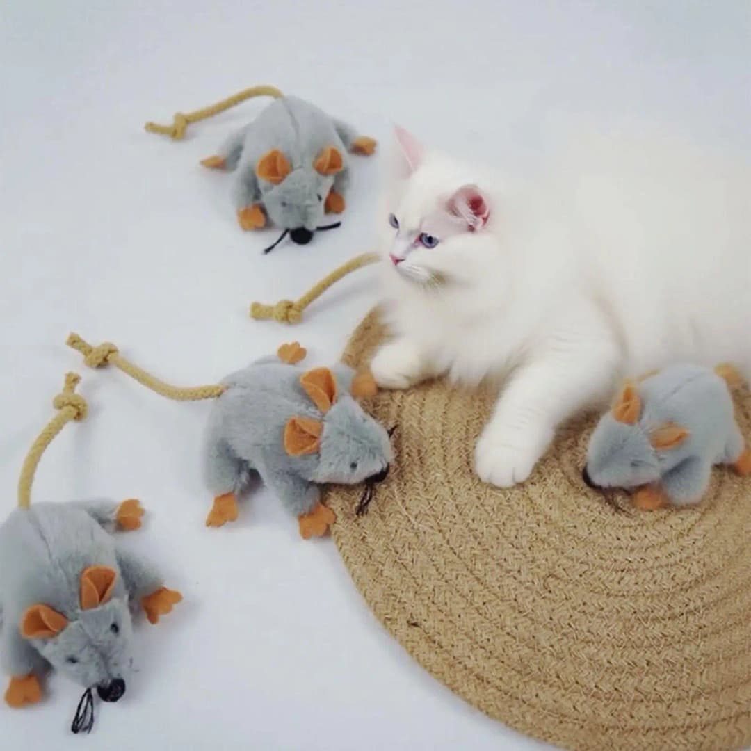 Plush Cat Toy Mouse Realistic Moving Tail with Sound Interactive Kitten Toys for Indoor Cats Hunting Game Play Pet Supplies - 2