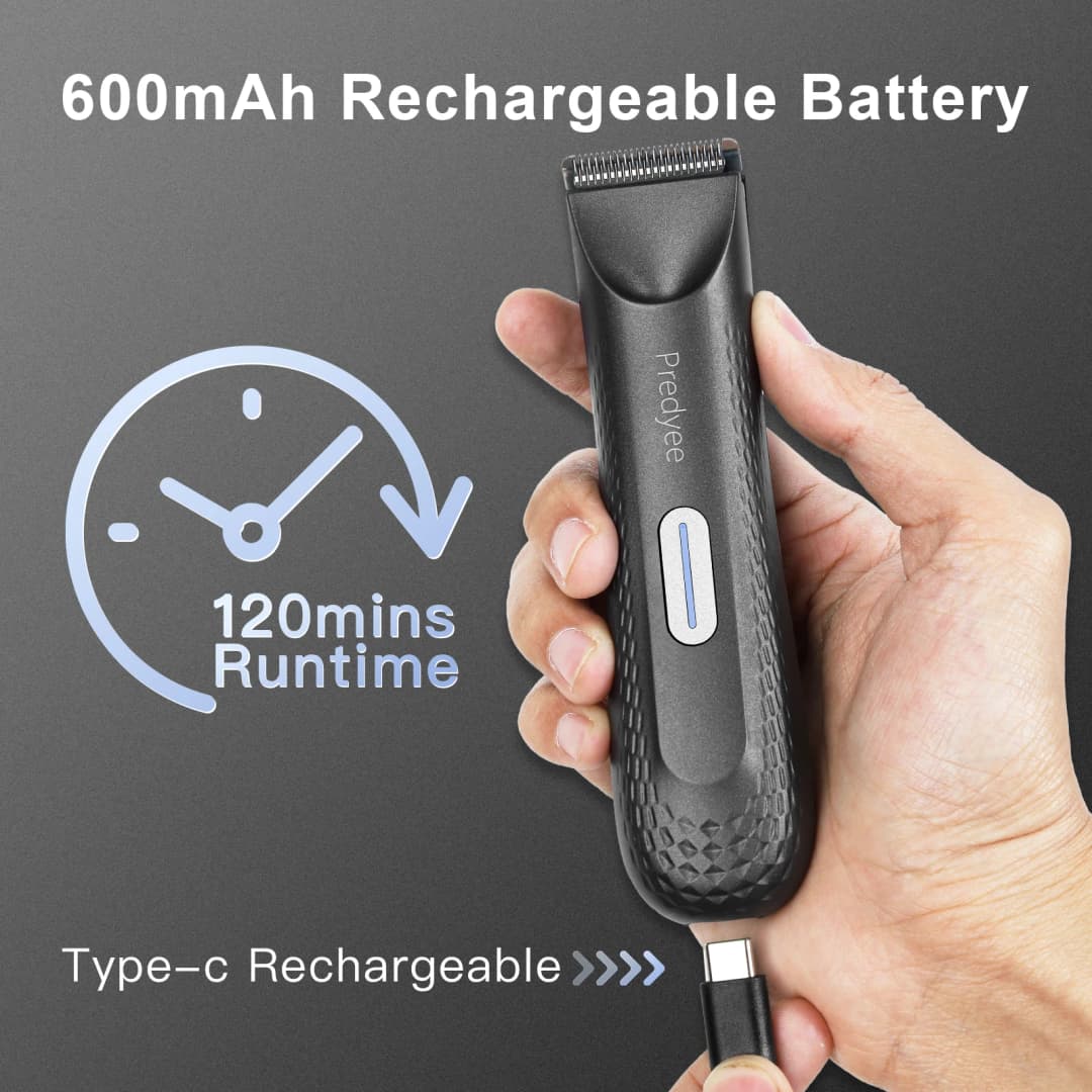 Electric Trimmer for Men's Groin Hair: Versatile Body Groomer and Waterproof Pubic Hair Trimmer with Replaceable Ceramic Blade - 4