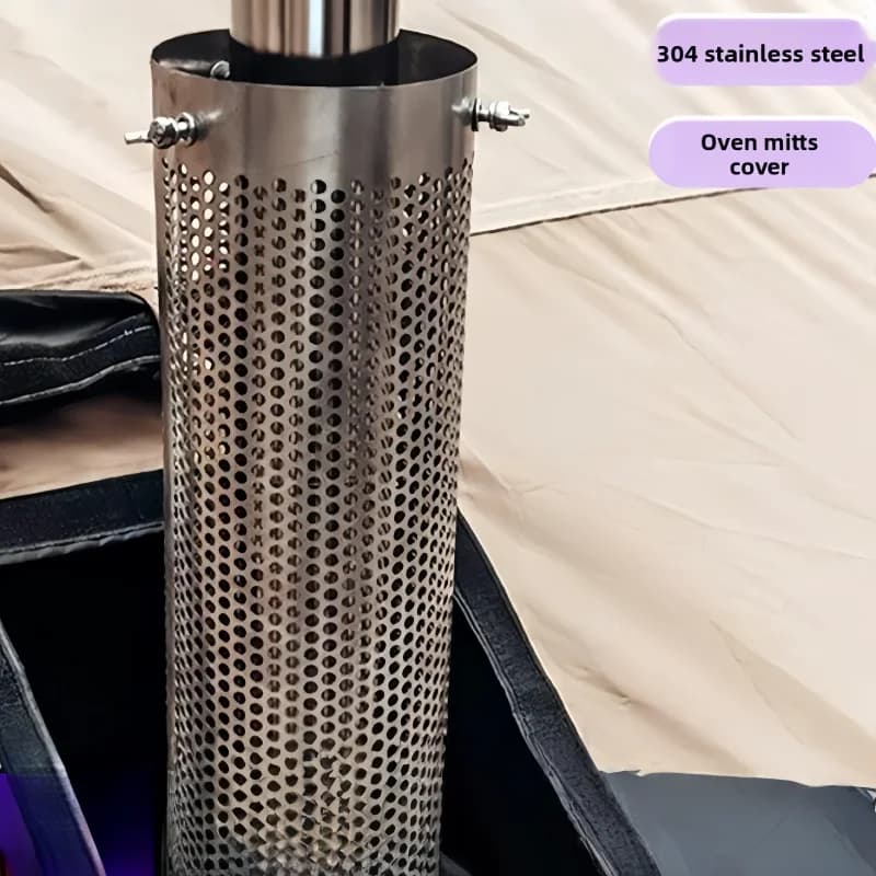 Camping Stove Pipe Stainless Steel Chimney Tube For Outdoor Tent Wood Stove Heat Resistant Anti Scald Cover Safety Accessories - 3
