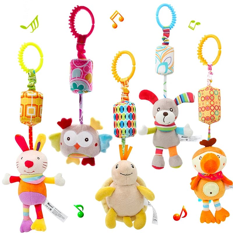 Baby Sensory Hanging Rattles Soft Learning Toy Plush Animals Stroller Infant Car Bed Crib with Teether for Bebe Babies Toddlers - 3