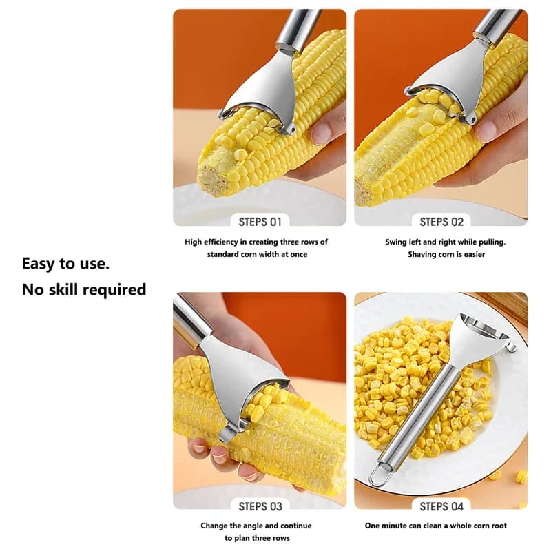 Stainless Steel Corn Planer Ergonomic Handle Corn Peeler Peel, Separate & Enjoy Fresh Corn with Minimal Effort - 4
