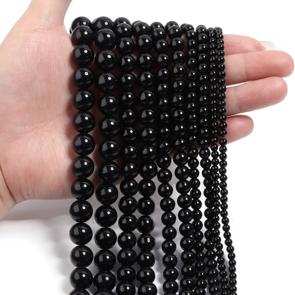 4 6 8 10 12mm Black Glass Beads Smooth Round Loose Spacer Beads For Jewelry Making DIY Handmade Bracelets Necklace Accessories - 3