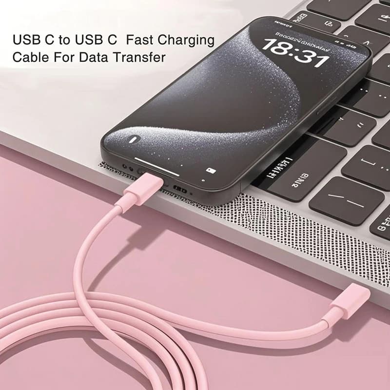 كابل USB C إلى Type C متعدد الألوان، PD شحن سريع، متوافق مع آيفون 15/15 برو، هواوي، سامسونج، شاومي Type C، أطوال 1م/2م/3م - 3