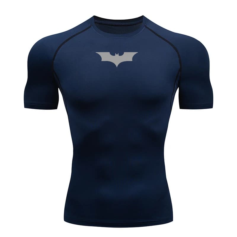 Bat Printed Men's Tight T-Shirt Running Compression Compression T Shirt Gym Fitness Jogging Short Sleeve Male Casual Shirt Tops - 2