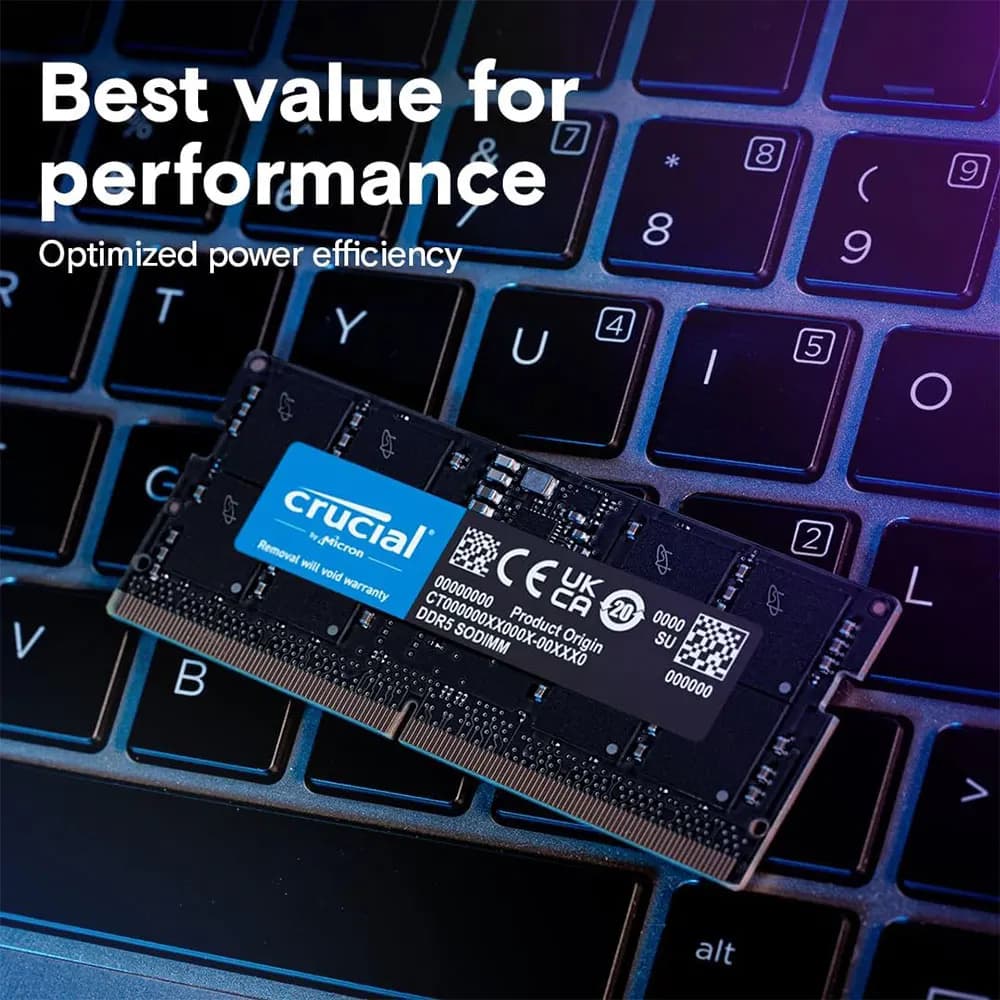 ذاكرة كمبيوتر محمول DDR5 من Crucial Micron، 16GB، 32GB، 8GB، 4800MHz، 5600MHz، SODIMM، 262Pin، PC5-38400، 44800، لـ Intel و AMD - 5