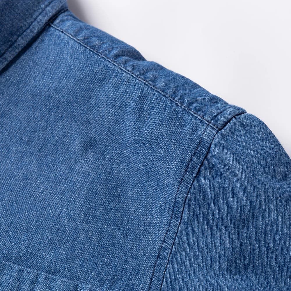 Man 100% Cotton Western Denim Pocket Shirt Long Sleeve Standard-fit Comfort Durability Soft Casual Washed Durability Work Shirts - 3