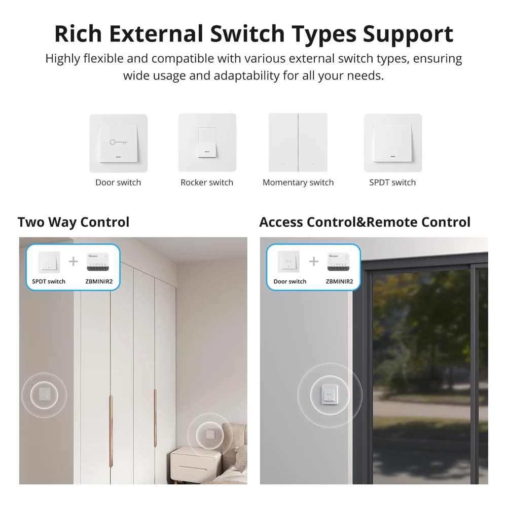 SONOFF ZBMINIR2 Extreme Zigbee Smart Switch Detach Relay External Switch Remote Control via eWeLink Support ZBBridge-U Gateway - 2