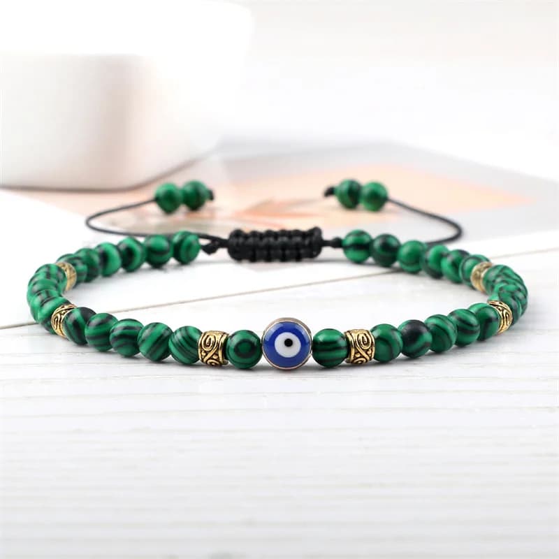 Lucky Evil Eye Bracelet Men Natural Stone 4mm Tiger Eye Lava Agates Beads Adjustable Braided Bracelets&Bangles Jewelry for Women - 2