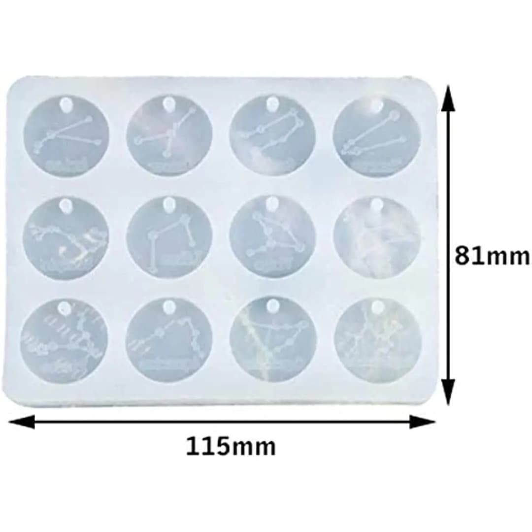 12 Zodiac Constellation Resin Molds, Round Zodiac Sign Epoxy Resin Molds for Jewelry Making DIY Craft - 4