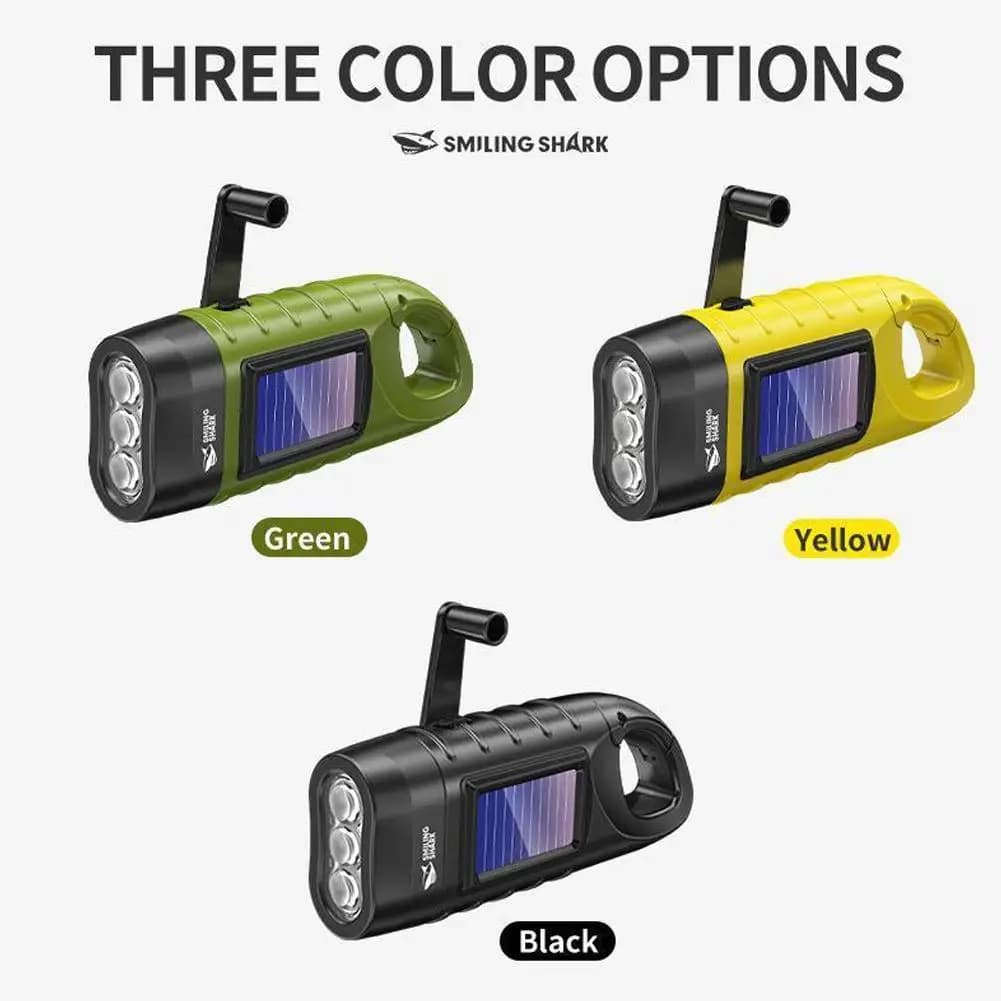 1/2 قطع كشاف محمول يعمل بالطاقة الشمسية مع مقبض يدوي، مزود بقلاب قابل للطي، مصباح طوارئ للصيد والمشي في الهواء الطلق - 6