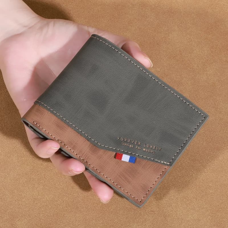 Men's high-capacity leather wallet, small multi slot photo wallet for coins, vintage wallet - 2