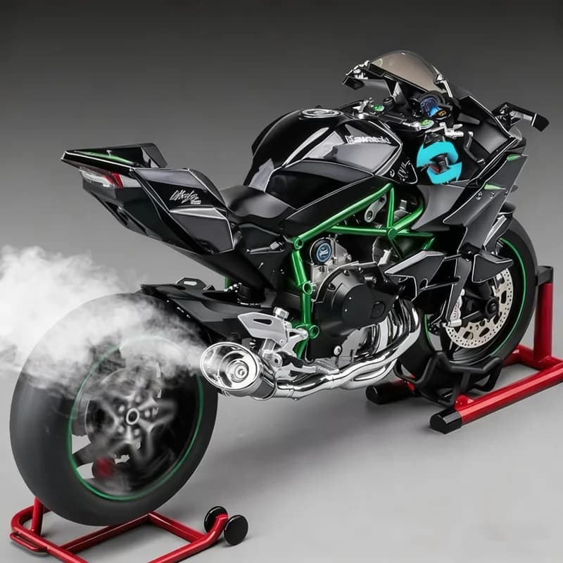 Key Start 1:9 H2 H2R Alloy Racing Motorcycle Model Diecast Track Sports Motorcycle Model Sound and Light With Spray Kid Toy Gift