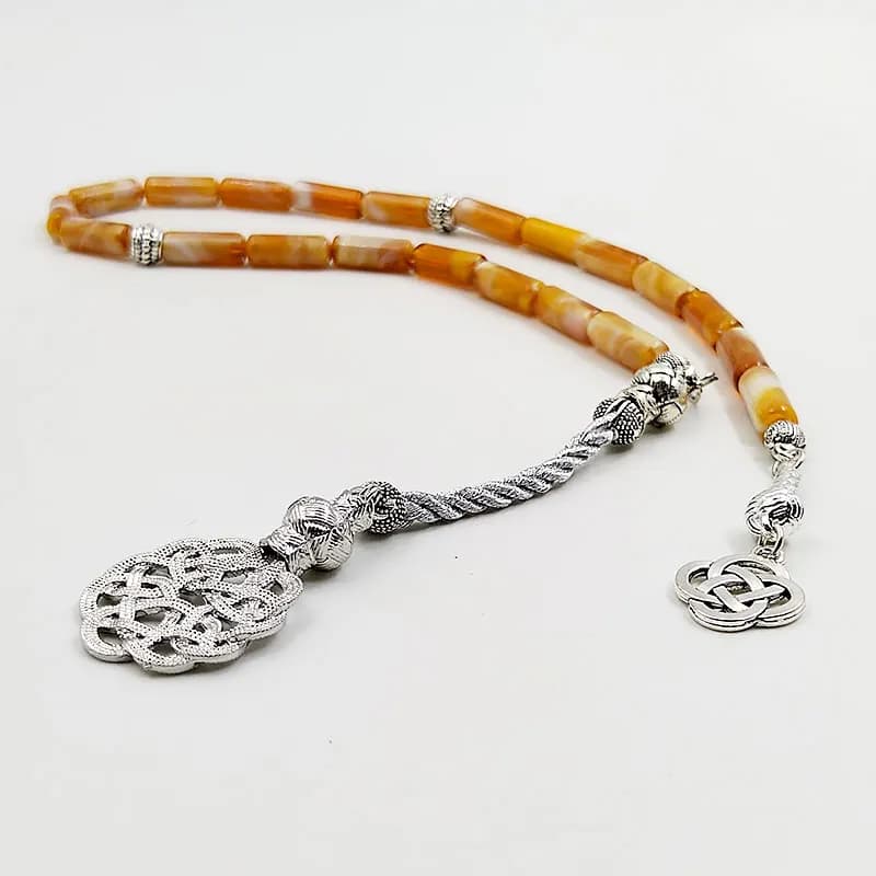 تسبيح راتنج أصفر تركي موضة سوار إكسسوارات إسلامية سبحة صلاة هدية عيد مصباح - 6