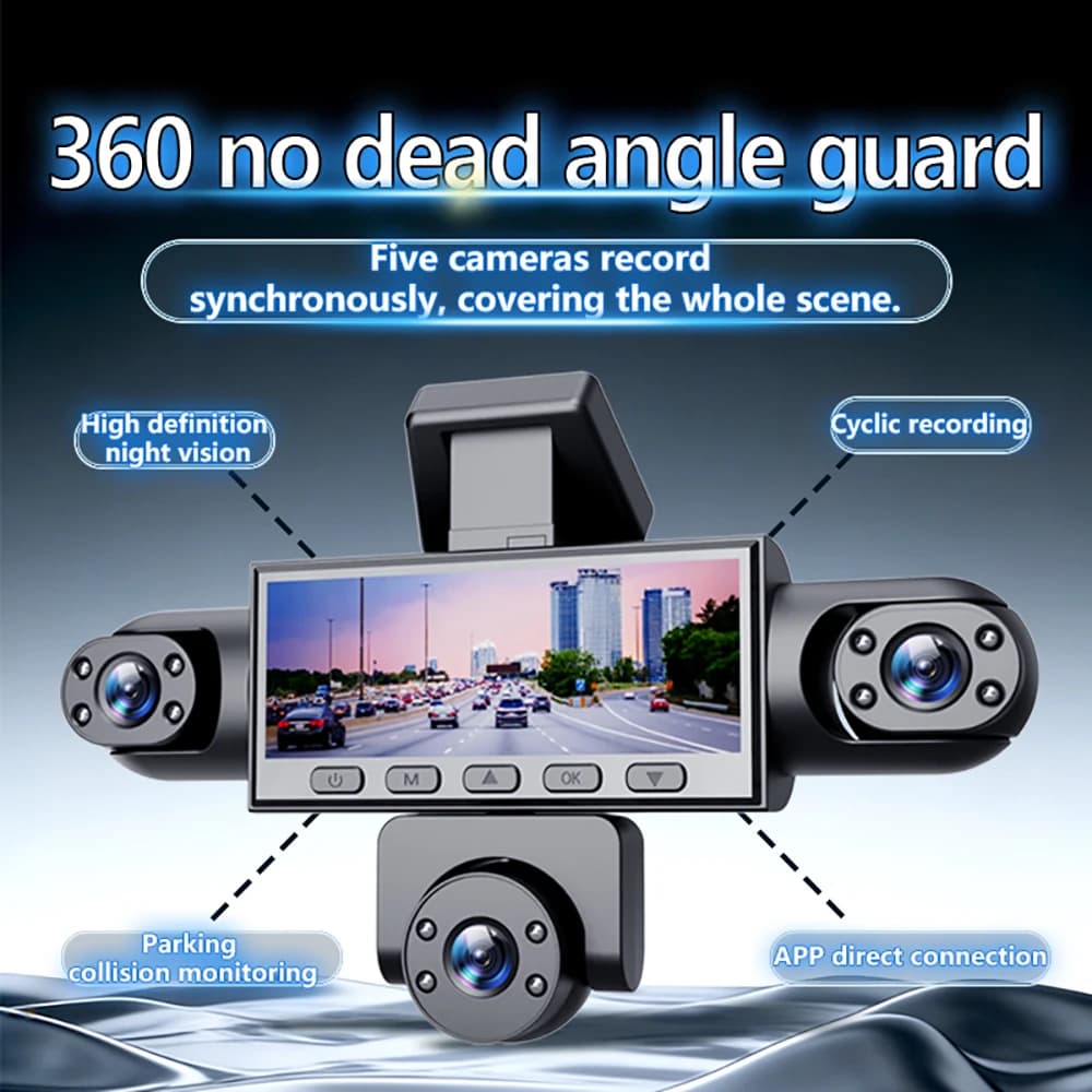 2026NEW 3/5Camera Car DVR 1080P Video Recorder 360 Degrees WIFI Dash Cam Front right left inside With Rear View camera