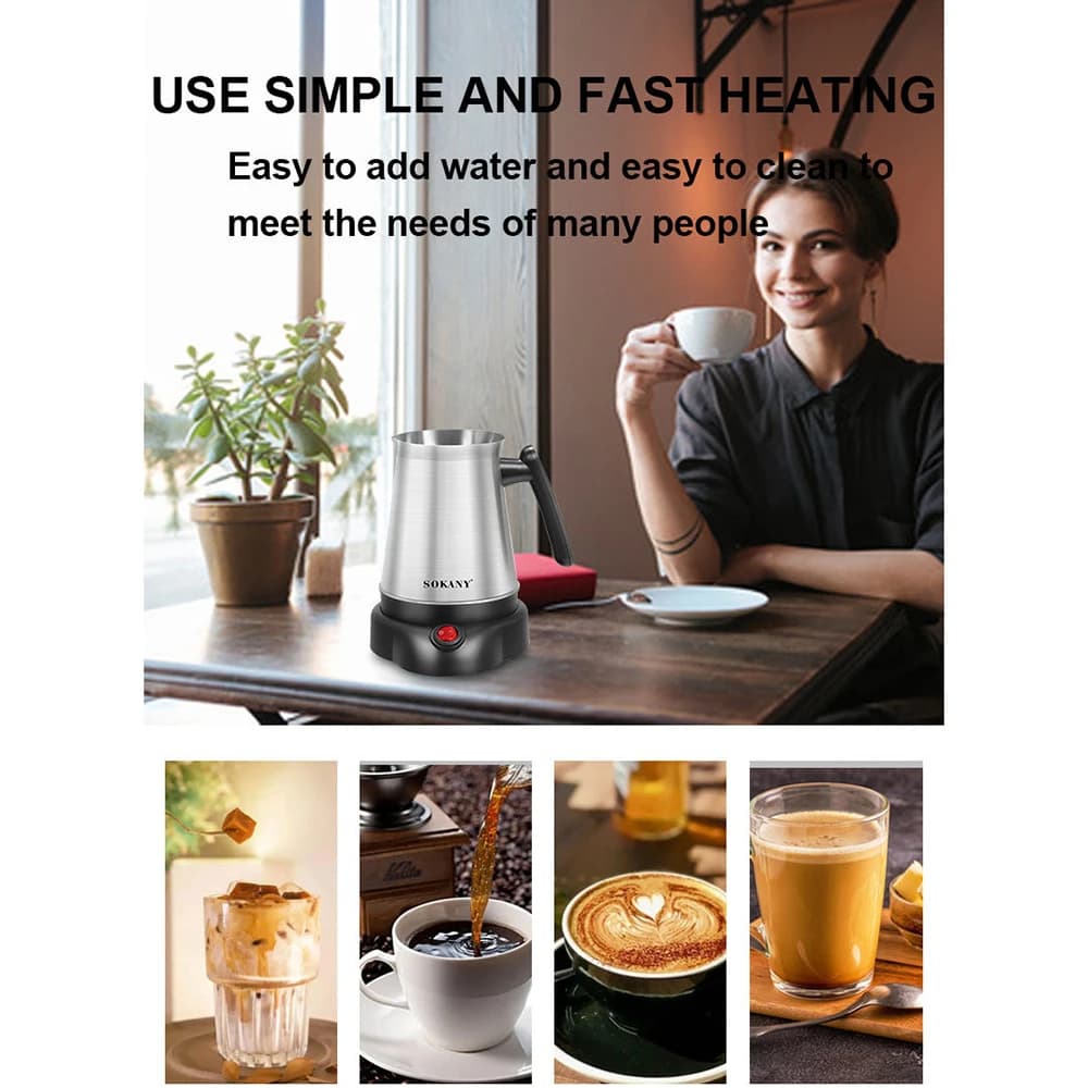 غلاية كهربائية سعة 800 مل لصنع القهوة التركية واليونانية وموكا وشاي آلة صنع القهوة من الفولاذ المقاوم للصدأ محمولة 6 أكواب ماء مغلي 220V - 5